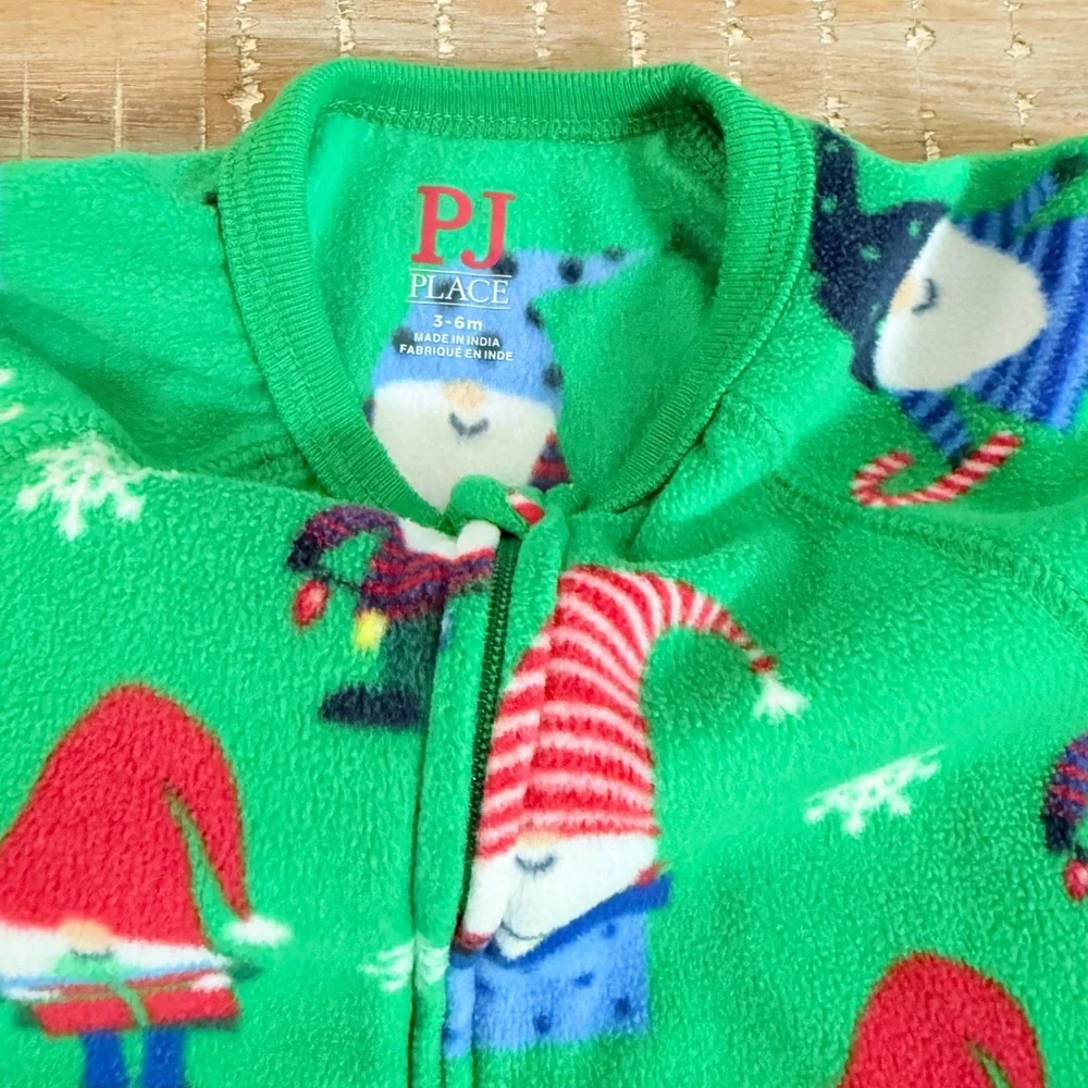 The Children's Place baby footie gnome holiday Christmas zip up Pajamas fleece